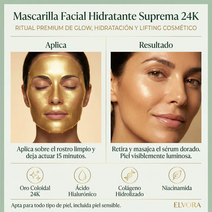 Mascarilla Facial Suprema Oro 24K ✨ Efecto Lifting Inmediato